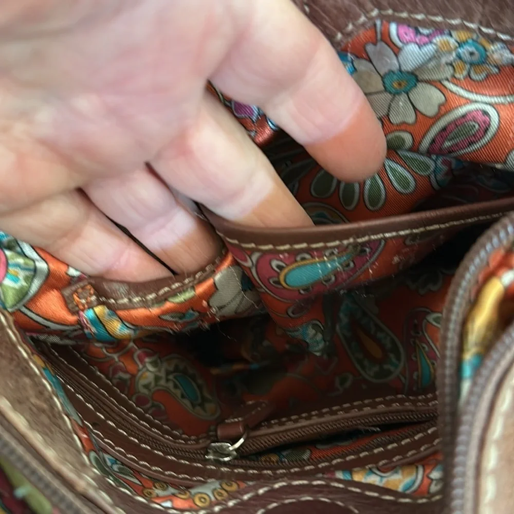 Genuine leather boho shoulder bag, adjustable strap